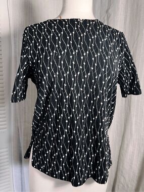 Erena Blouse Size XL 90's Vintage Black & White Dark Academia Blouse